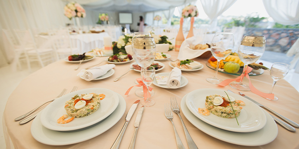 Elegant table setting for catering event